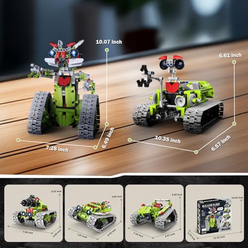 5 in 1 STEM Robot Building Kit with APP Remote Control, 705 PCS Engineering Robot Toys for Kids Age 8-16, Science Coding RC Robotics Kit Birthday Gifts for Boys Girls 6 7 8 9 10 11 12 - color: Green