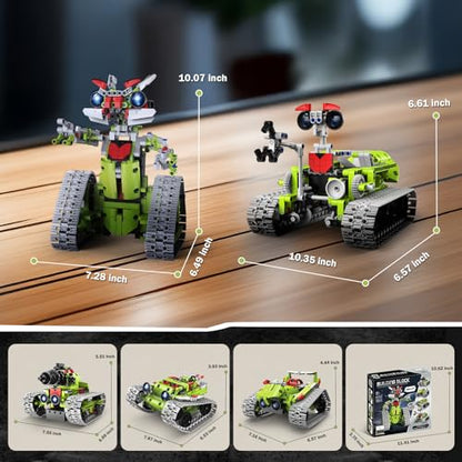 5 in 1 STEM Robot Building Kit with APP Remote Control, 705 PCS Engineering Robot Toys for Kids Age 8-16, Science Coding RC Robotics Kit Birthday Gifts for Boys Girls 6 7 8 9 10 11 12 - color: Green