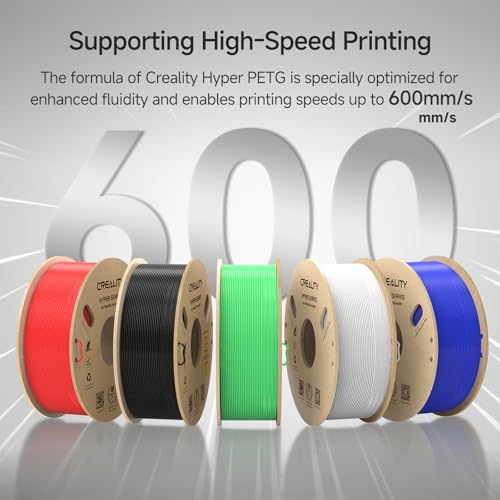 CREALITY Hyper PETG Filament 1.75mm 3D Printer Filament, Up to 600mm/s High Speed Rapid PETG, 1kg (2.2lb) Neatly Wound Cardboard Spool, Dimensional Accuracy ±0.03mm, Fit for Most 3D Printers, Black - color: 1kg Hyper Black Petg With Spool, size: 1.75 mm