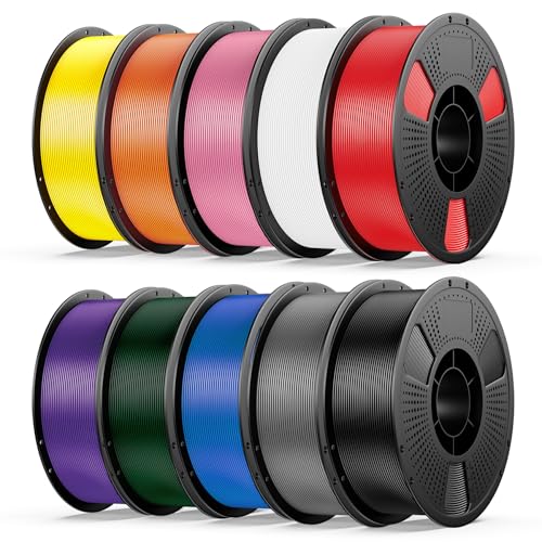 UJOY3D 10kg PETG 3D Printer Filament Bundle Multicolor, Rapid Strong PETG Filament 1.75mm, 1kg Spool, 10 Pack (Black+Jade White+Grey+Red+Cobalt Blue+Christmas Green+Orange+Yellow+Iris Purple+Pink) - color: Petg Bundle 10kg Black+jade White +Grey+red+blue+