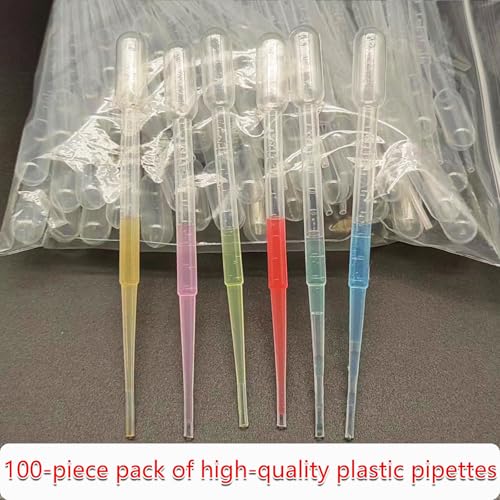 100-piece Package 2ML Pipette Plastic Pipette Drip Pipette Used to Transfer Liquids, resins, handicrafts, Essential Oil Mixing, Fish Tank Cleaning, Student Scientific Research Activities, etc.