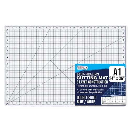 U.S. Art Supply 24"x36" Self-Healing Cutting Mat 6-Ply White/Blue - color: White/Blue, size: 36"L x 24"W