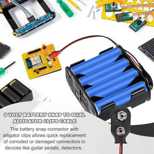 MECCANIXITY 8Pcs I Type 9V Battery Clip Connector to DC5521 Male Cable