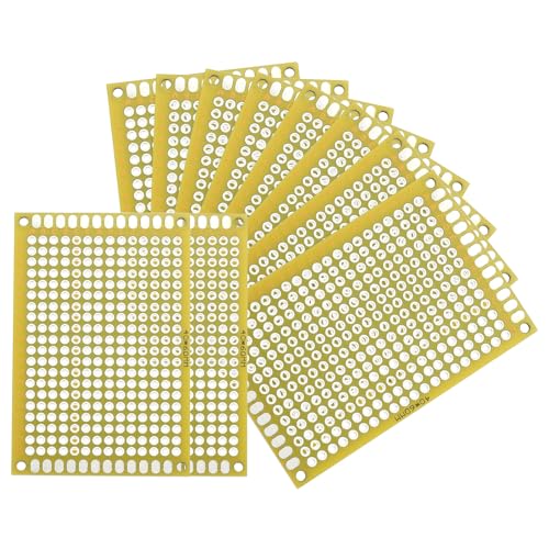 MECCANIXITY 10Pcs Solderable Breadboard, 2.36"x1.57" Double Sided Circuit Board Yellow Tinned PCB Board Small Prototype Board for DIY Electronics Projects Apply to Soldering Projects - color: Yellow Tinned, size: 2.36"x1.57"
