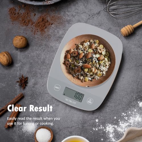 NUTRI FIT 11lb Food Scale Kitchen Scales Digital Weight Grams & Ounces Grey - color: Cool Gray
