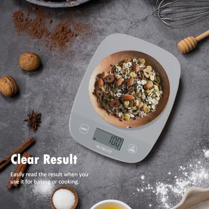 NUTRI FIT 11lb Food Scale Kitchen Scales Digital Weight Grams & Ounces Grey - color: Cool Gray