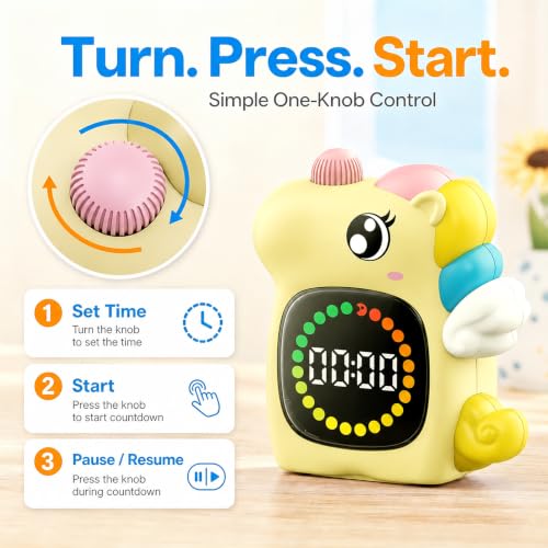 Unicorn Rechargeable 99M Visual Timer for Kids, Potty and Home Study Timer