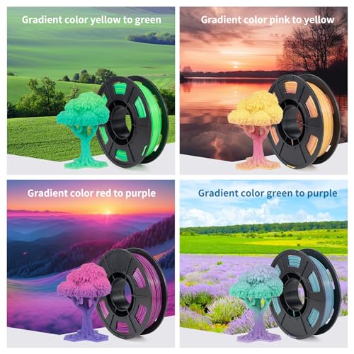 IEMAI PETG Filament 1.75mm, Translucent Filament 250g×4 Rolls Bundle - color: Green-purple+yellow-green+pink-yellow+pink-purple