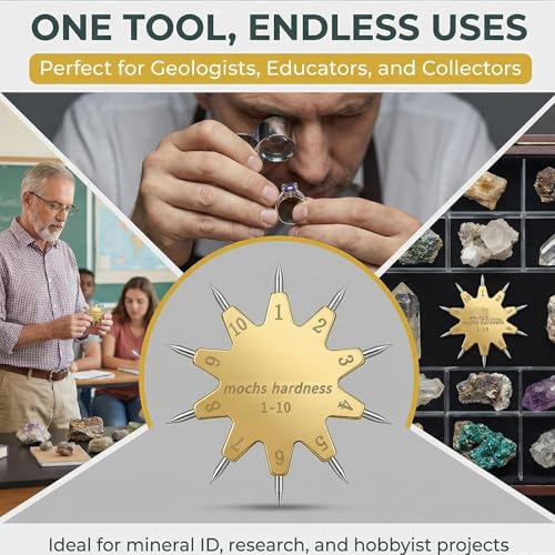 Mohs Hardness Test Kit – 1-10 Scratch Tester with Gold Ten-Pointed Star Picks | Quick & Easy Mineral Identification Tool for Gem, Jade, Jewelry, Rock & Geology Testing