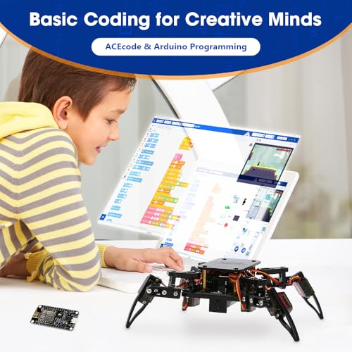 STEM Toys Programmable Bionic Spider Robot Kit with ESP32 Development Board Max V1.0, Science Kit for Kids Age 8-12, Arduino Compatible USB-C WiFi Bluetooth MicroPython
