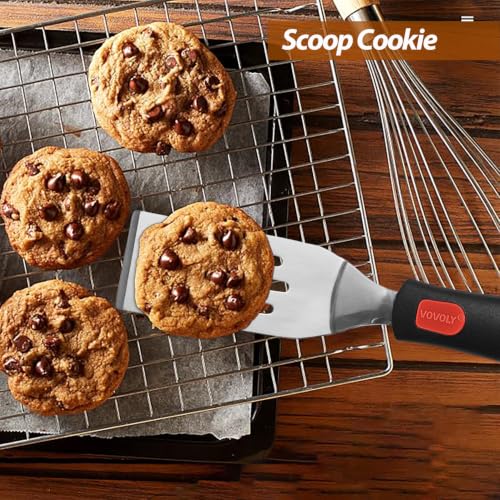 Mini Serving Spatulas, Stainless Steel Cut & Serve Turner, Slotted & Solid