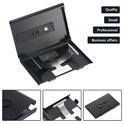 Tatuo 2 Pcs Business Card Holder Stainless Steel, Black/Gray - color: Black/Gray
