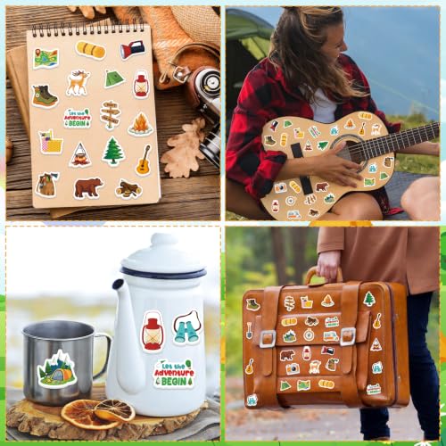 300Pcs Travel Camping Foam Stickers, Self-Adhesive Camping Stickers Outdoor Adventure Themed Sticker Decorations for DIY Arts Crafts Scrapbooks Party Favors School Activity Reward - style: Camping