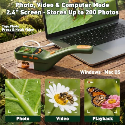SEEKID Bug Catcher Kit for Kids with 2.4" Screen, Dark Green - color: Forest Green