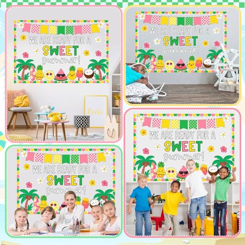 Epakh Summer Bulletin Board Decorations Set We are Ready for a Sweet Summer Classroom Decor with Fruit Palm Trees Cutouts for Teacher Wall Door Hawaii Beach Theme Classroom Display - style: Sweet Summer