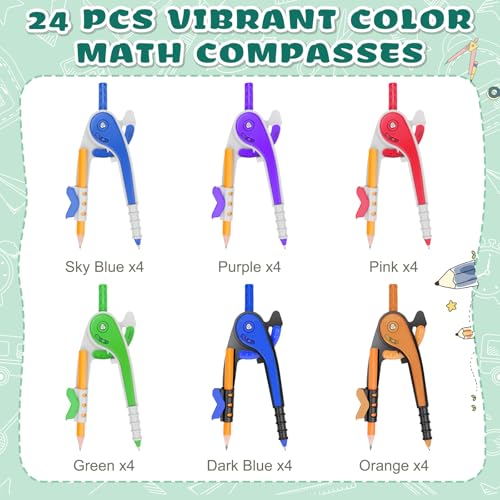 72 Pack Math Compass & Protractor Geometry Math Plastic Ruler Set - style: 72 Pack