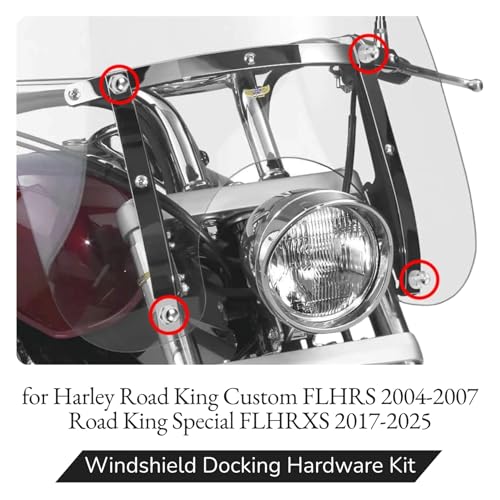 Windshield Docking Hardware Kit for Harley Road King Custom FLHRS 2004-2007 Road King Special FLHRXS 2017-2025