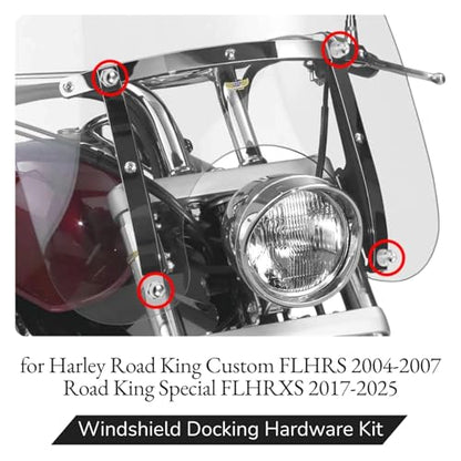 Windshield Docking Hardware Kit for Harley Road King Custom FLHRS 2004-2007 Road King Special FLHRXS 2017-2025
