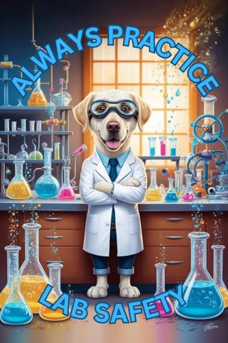Laminated Always Practice Lab Safety Labrador Dog Wearing Goggles Funny Parody Wall Art Print Poster 12x18 - color: Lab Safety Dog 2 | 18077, size: 18"L x 12"W