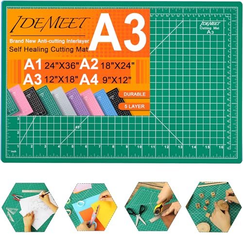 Density-upgraded Self Healing Cutting Mat, 18inch x 12inch Craft Cutting Mat for Table Protection, 5-Ply Rotary Cutting Board Double-sided for Cutting Quilting Modeling Projects, Green - color: Green, size: 17.8"L x 11.9"W