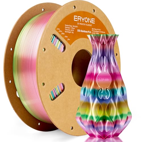 ERYONE Silk Rainbow 3D Printer PLA Filament 1.75 +/- 0.03mm, Shiny Multicolor Filament PLA Fast Color Change 1KG(2.2LBS), Metal Luster Rainbow - color: Silk Rainbow Metal Luster, size: 1KG