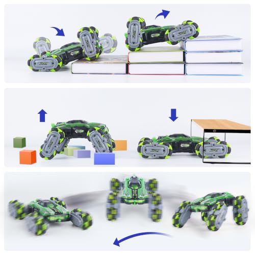NEXBOX 8WD Remote Control Car Toys for Kids, Gesture Sensing RC Stunt Truck - color: Green