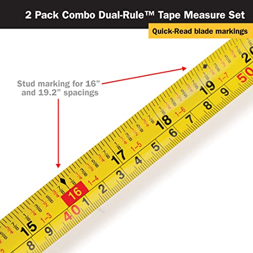 Titan 10903 Tape Measure with Easy-Read Standard Markings and Durable Case, 2-Piece Set, 12-Foot and 25-Foot - size: 3.7 m