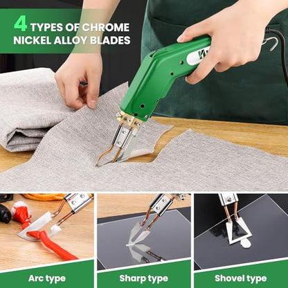 Huanyu Electric Hot Knife Rope Fabric Cutting Tool Kit 4 Blades 600° C