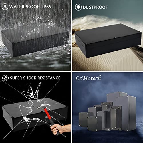 LeMotech Electrical Box ABS Plastic Project Box IP65 Waterproof Junction Box Project Case Universal Enclosure for Electronics Black 10.3X 7.1x 2.3 inch (263x182x60mm)（Pack of 1 - color: Black (1 pack), size: 10.3" x 7.1" x 2.3"