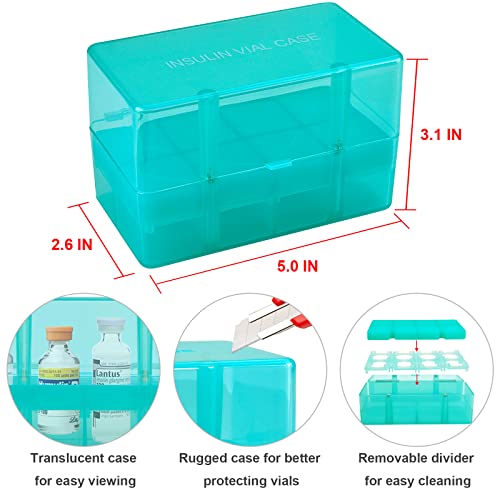 8-Holes Medication Vial Storage Box for Fridge, Insulin Vial Holder Organizer Case Fits Various 5ml-15ml Injectable Medicines Vials - Green - color: Green