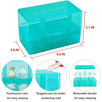 8-Holes Medication Vial Storage Box for Fridge, Insulin Vial Holder Organizer Case Fits Various 5ml-15ml Injectable Medicines Vials - Green - color: Green