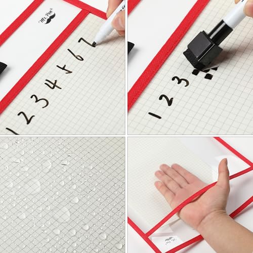Mr. Pen- Reusable Dry Erase Pocket Sleeves, 10" x 14", 6 Pack, Colorful - color: Sunset, size: 6 Pack