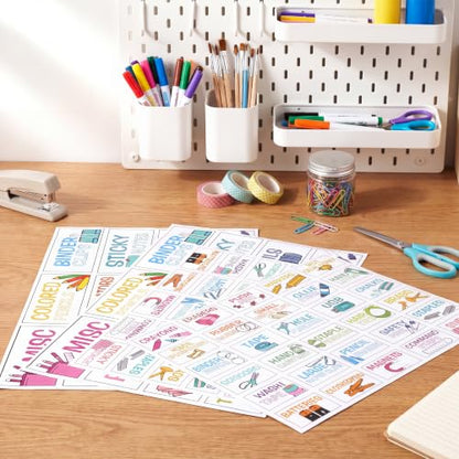 Frienda 84 Pcs 4 Sheet Classroom Toolbox Labels for Teacher,Colorful - style: Colorful