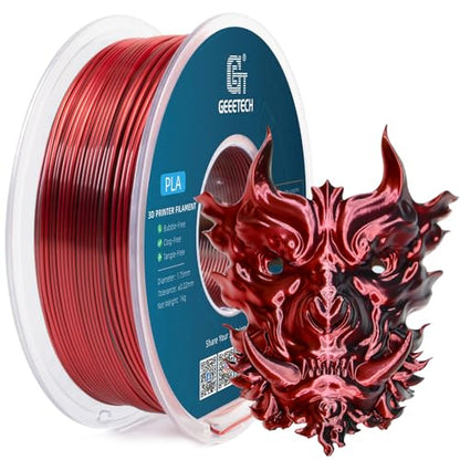 Geeetech Silk Dual‑Color PLA Filament 1.75mm, Black Red, 1KG - color: 1kg Dual Color Black-red