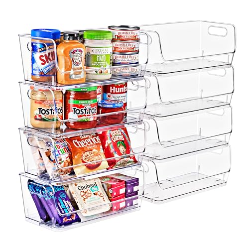 Sorbus Clear Pantry Organizer with Stackable Storage Bins, Open Front - size: Small Wide, style: 8 Pack