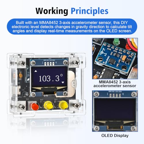 DIY Electronic Level Soldering Project Kit with 1.3" OLED Display