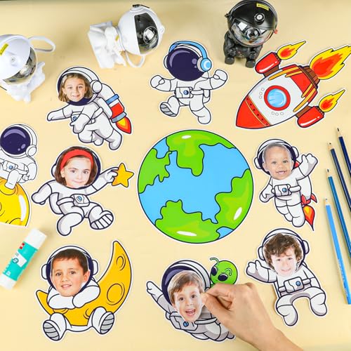 60Pcs Outer Space Cutouts Astronaut Bulletin Board Set Decoration Space Theme Classroom Decoration Planet Rocket Paper Cut Outs Decor for Back to School Party Supplies DIY Craft Projects