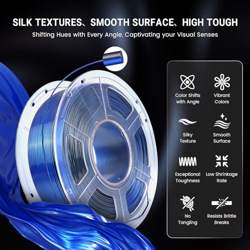 SUNLU Silk Triple Color Pla Filament, Silk PLA 3D Printer Filament 1.75mm, Shiny Silk Texture, Dimensional Accuracy +/- 0.02mm, 1KG Spool (2.2 lbs), PLA Silk Triple Color (Blue Green Purple) - color: Silk Pla Triple Blue Green Purple