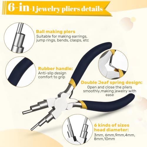 Mudder 2 Pcs Jewelry Making Tool 6 in 1 Bail Making Plier,Blue and Yellow - color: Blue and Yellow