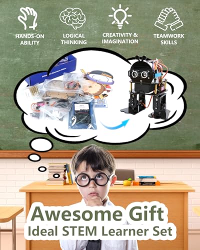Biped Robot Kit STEM Toys Science Kit for Kids, Bionic Bipedal Robotics Programmable Coding Crafts Set for Arduino ESP32, Birthday Gift for Age 8-12 Boys Girls Teens - color: Brown