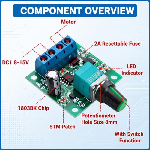 12-Pack 1803BK PWM Motor Speed Controller, 2A, Adjustable