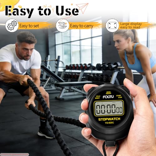 Sports Simple Stopwatch, Digital Single Lap/Split Memory Stopwatch Countdown Timer, On/Off, AAA Battery(Included), Child Friendly for Training Kids Coaches, Black - color: Black