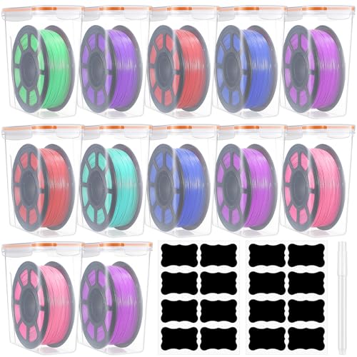 Blushtier 12 Pcs Filament Storage Box with Stickers and Marker - color: Orange