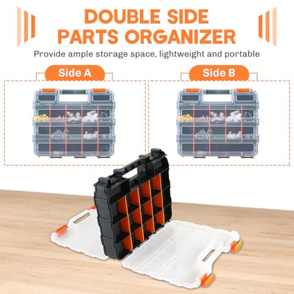 Small Parts Organizer Storage Case Tools Box 34-Compartments - color: Orange