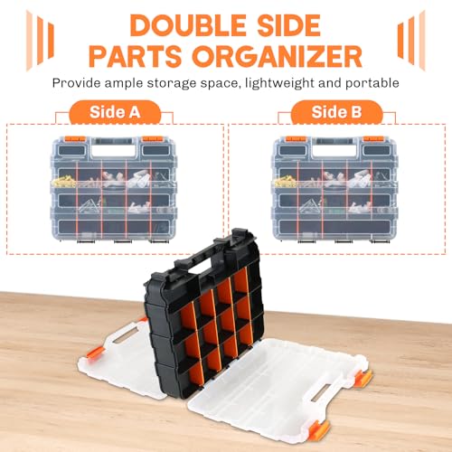 Small Parts Organizer Storage Case Tools Box 34-Compartments