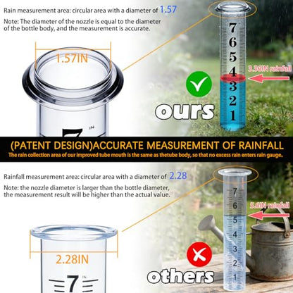 YZDTECH Rain Gauge Outdoor, 7" Easy to Read Rain Measure Gauge with Red Float, Rain Gauges Outdoors Best Rated with Metal Rack Holder, Large Freeze Proof Plastic Replacement Tube for Yard Garden - color: Metal rain gauge style 1