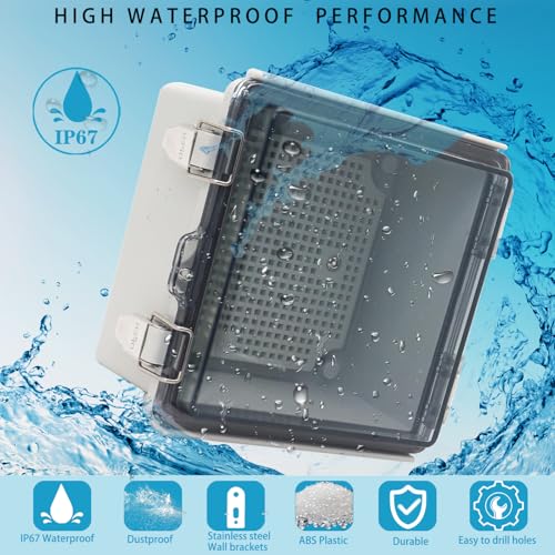 Outdoor Waterproof Electrical Box Junction Box Weatherproof IP67 ABS Plastic Enclosure Switch Router Project Box Electronics Enclosure with Mounting Plate Wall Bracket Clear 5.9"x5.9"x3.5" - color: Clear, size: 5.9" x 5.9" x 3.5"