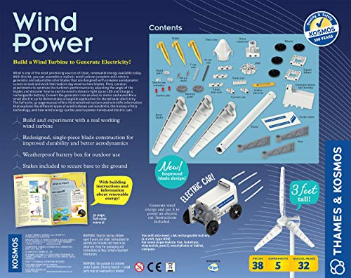 Thames & Kosmos Wind Power V4.0 STEM Experiment Kit | Build a 3ft Wind Turbine to Generate Electricity | Learn About Renewable Energy & Power a Small Model Car | Weatherproof for Outdoor Use