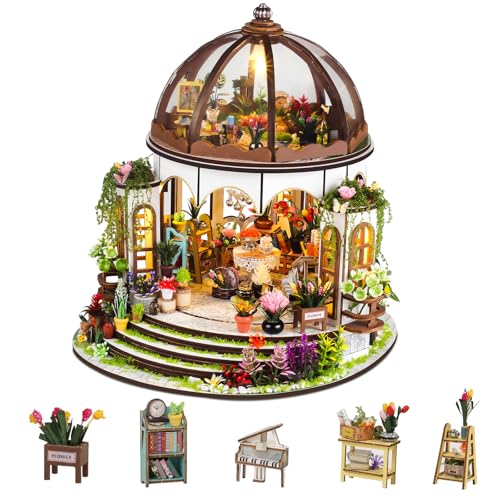 DIY Miniature House Kit, Book Nook Kit with LED Light, 3D Wooden Puzzle Bookshelf Decor Building Kit, Birthday Gifts for Family & Friends - color: Hanging Garden