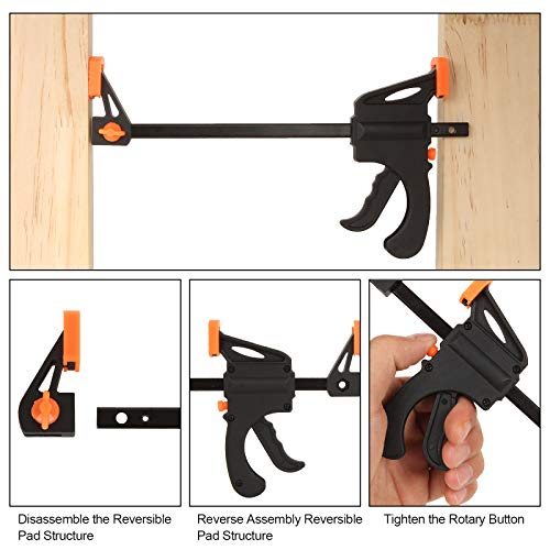 4 Inch Bar Clamps for Woodworking, 8 Pack Quick Grip Clamps Trigger Clamp One Handed Ratchet Clamp, Mini Small Bar Clamp for Craft